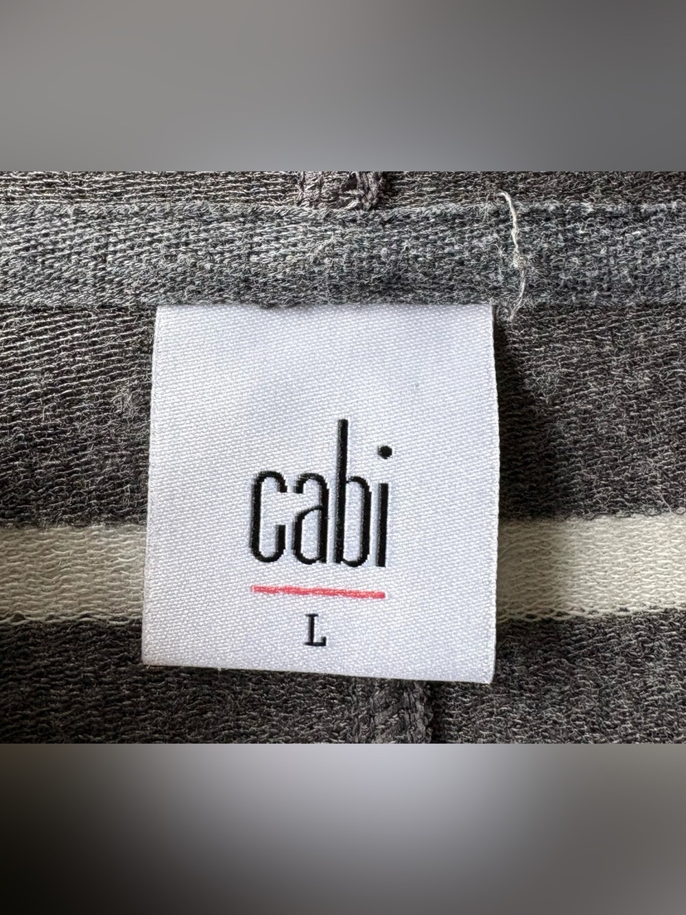 CAbi Nautical Inspired Gray & White Striped Hoodie - Soft French Terry Knit (L) - Picture 2 of 14